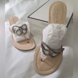 Coach Amara Vacchetta thong slides with butterfly